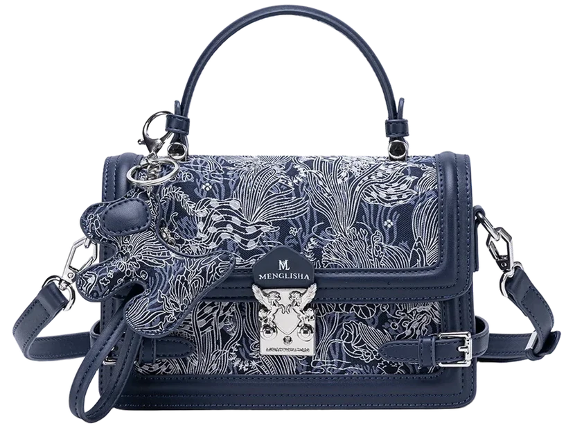 Embroidered Top-Handle Bag, Venice Night, Front
