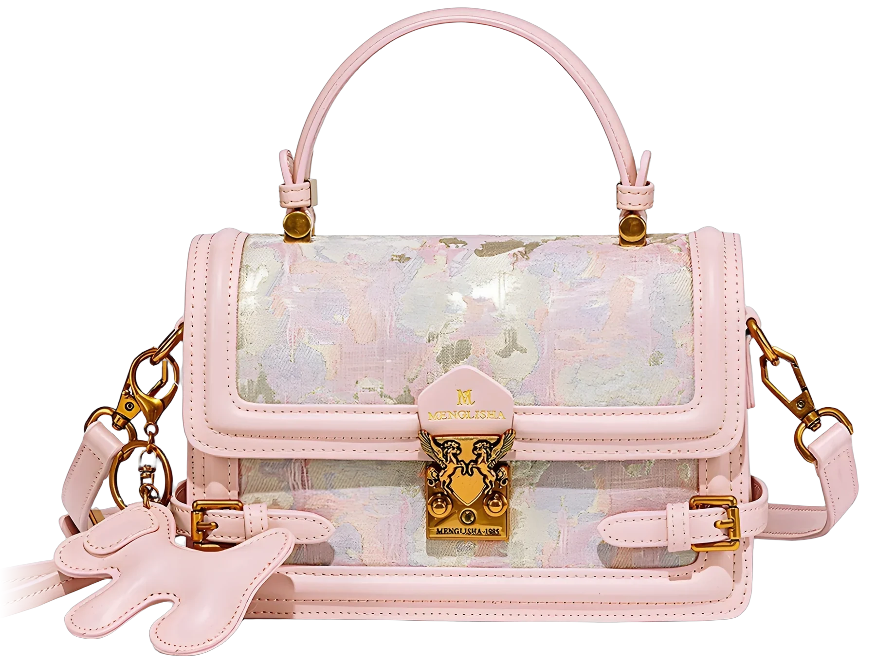 Embroidered Top-Handle Bag, Bonn Spring, Front